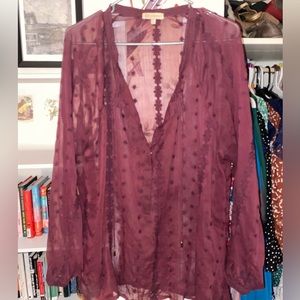 Boho sheer embroidered top